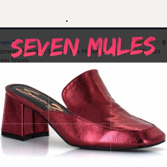 NWT Seven7 Meghan Mule Pinkish Red Block Heel - 6 - Picture 9 of 9